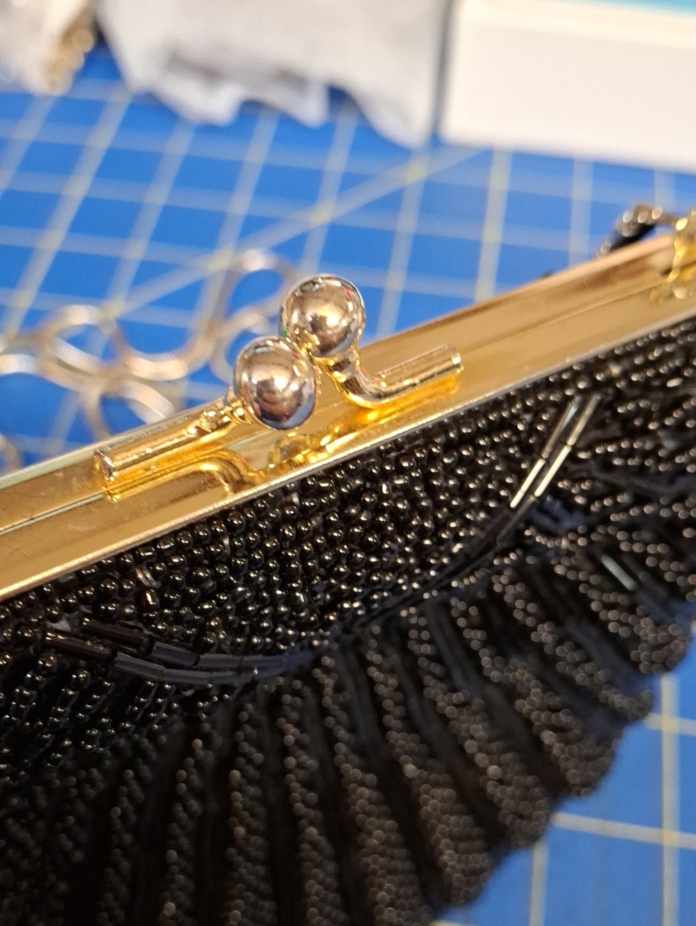 Elegant Black Beaded Evening Crossbody or Clutch Bag - Picture 2 of 8